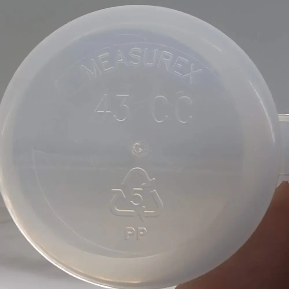 Three Measurex Orgain Transluscent Plastic Long Handle Measuring Scoops - 43 CC